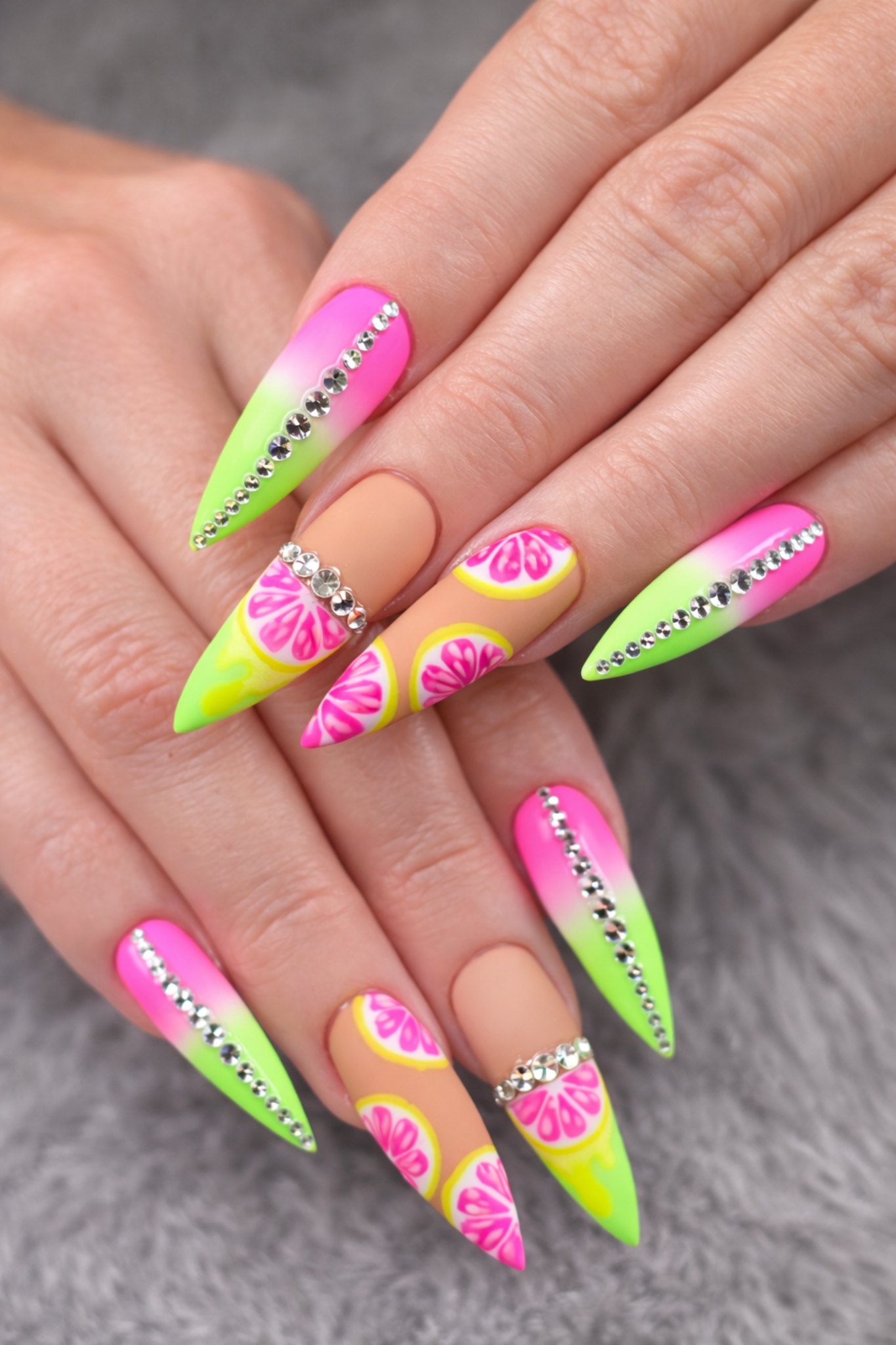 Citrus Rhinestone at Nails Theory Beauty