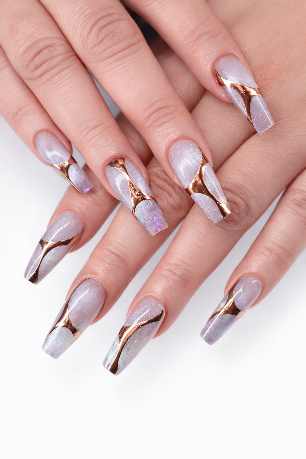 Lilac rose gold nails