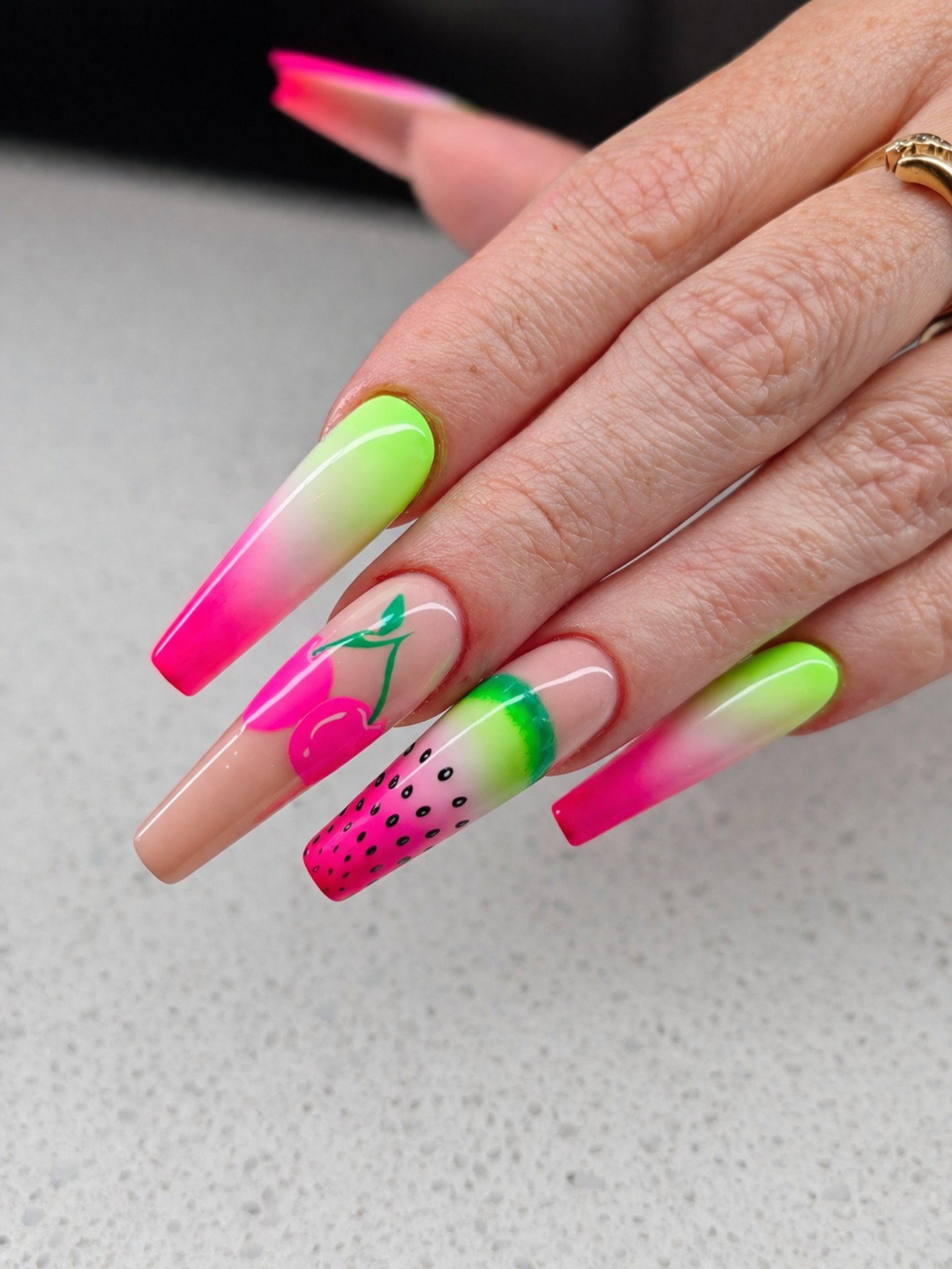 Watermelon pop nail art